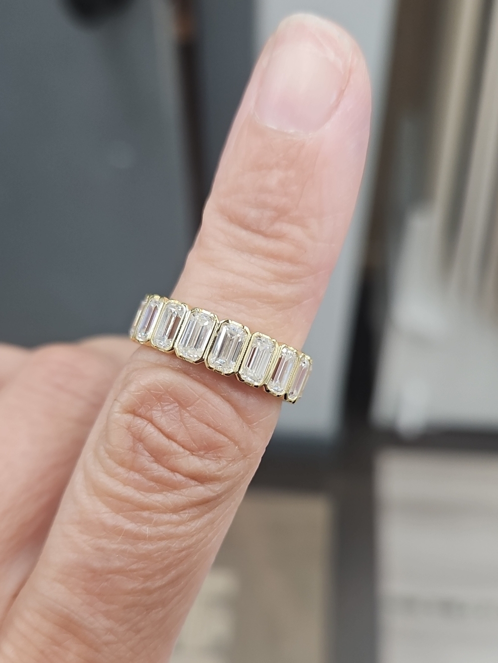 Gold Emerald-Cut Moisanite Eternity Band - Women Jewelry